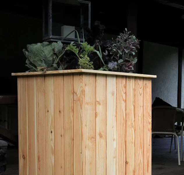 Hochbeet 5 60 x 60 x 100 cm aus 16 mm L&auml;rchenholz mit Pflanzenvlies und Boden