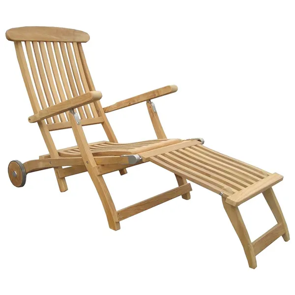 Zebra Deckchair Bueno Massives Teak, Edelstahlbeschl&auml;ge, ergonomisch, mit Rollen, Fu&szlig;teil abnehmbar
