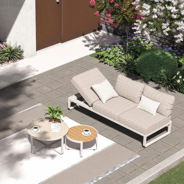 Zebra Fly Loungeset 3-teilig mit 3-Sitzer light taupe Alu mit 2-er Tischset