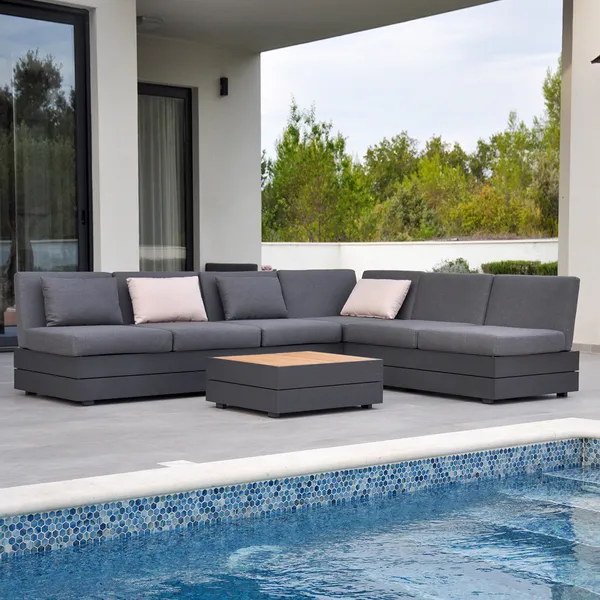 Lola Elements Lounge Set 4-teilig inkl. Tuva Textil dark grey Kissen
