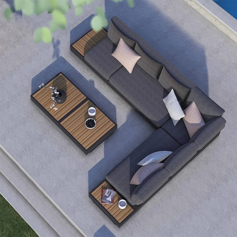 Zebra Cubo Neo Loungeset  7-teilig Alu graphit inkl. wasserdichte Kissen sutton greymit 3-Sitzer, 2-Sitzer, Ecke und 4 Kaffeetische