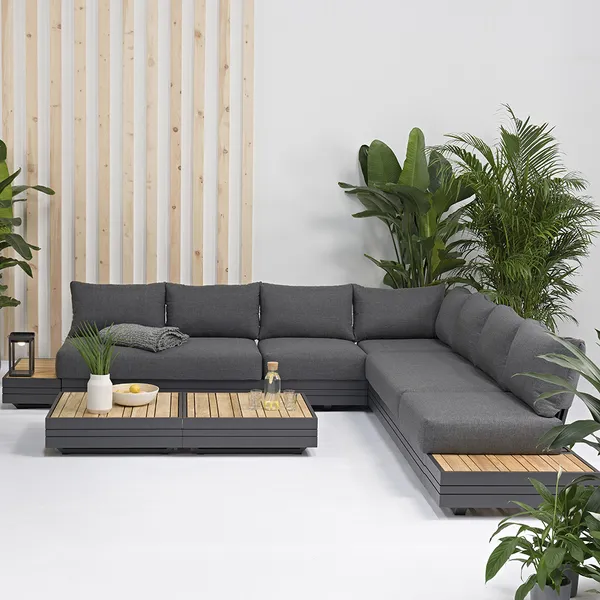 Zebra Cubo Neo Loungeset von Zebra 7-tlg. Aluminium graphit inkl. wasserdichte Kissen sutton grey