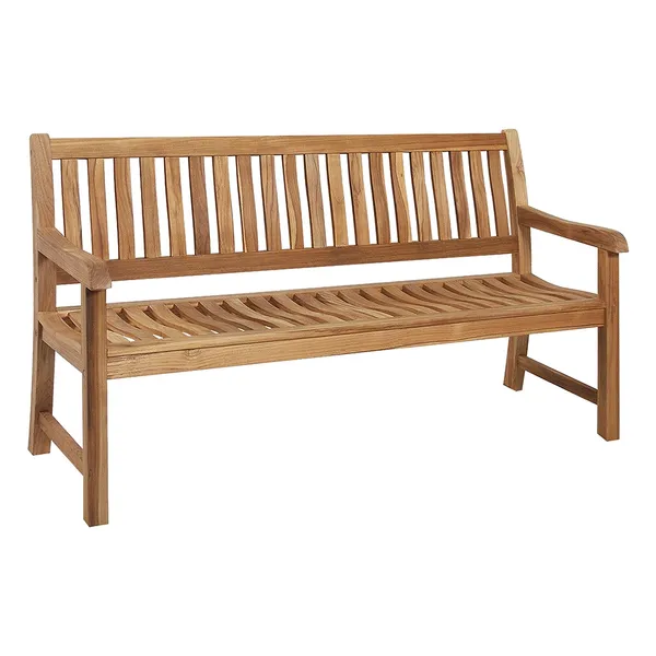 Zebra President Bank 130 cm Massives Teak, ergonomischer R&uuml;cken, 2-Sitzer, Edelstahlbeschl&auml;ge