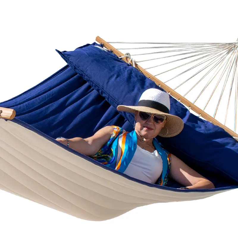 Lola Luxus Stab H&auml;ngematte gef&uuml;ttert American Hammock Lifestyle OCEAN mit Kissen wetterfest