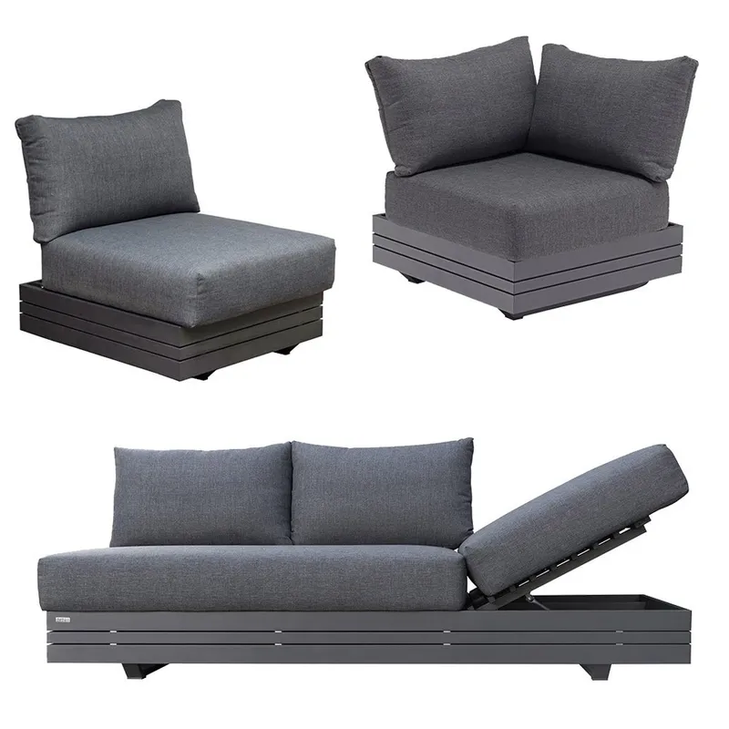 Zebra CUBO Lounge Set aus Aluminium graphit inkl. wasserdichte Kissen sutton grey