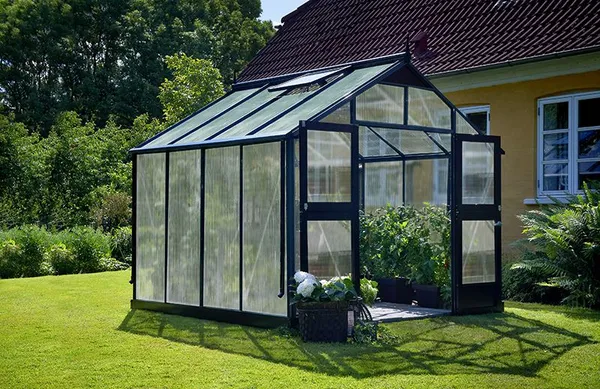 Juliana Gewächshaus Premium - 8,8 m² 2,96 x 2,96 m - 8,8 m² (Gr. 1)-Anthrazitgrau/Schwarz-10 mm Stegdoppelplatten