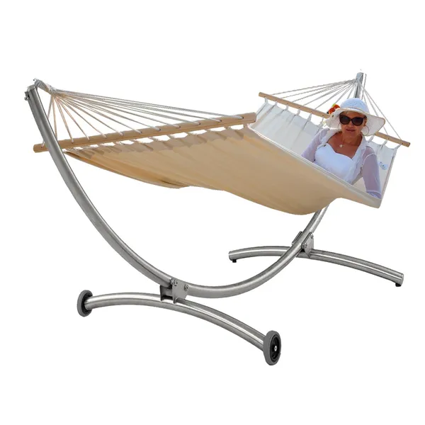 Luxus Hängemattenset Lola ROYAL DELUXE Edelstahlgestell mit wetterfester Stabhängematte Hawaii